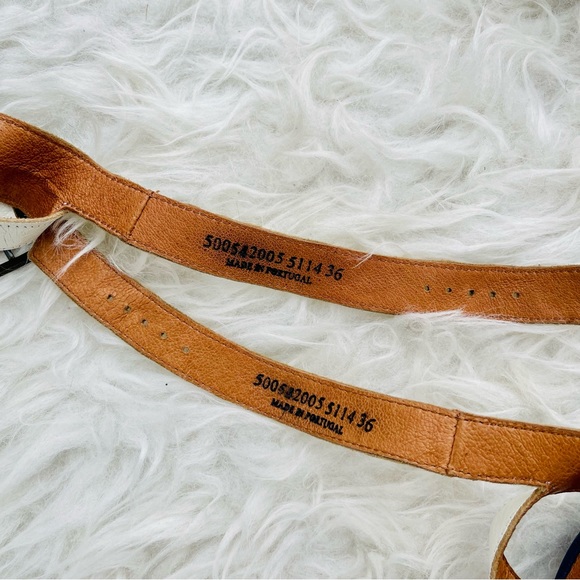 Fly London Navy Blue Perforated Mesh Leather Low Platform Sandal - Picture 15 of 16